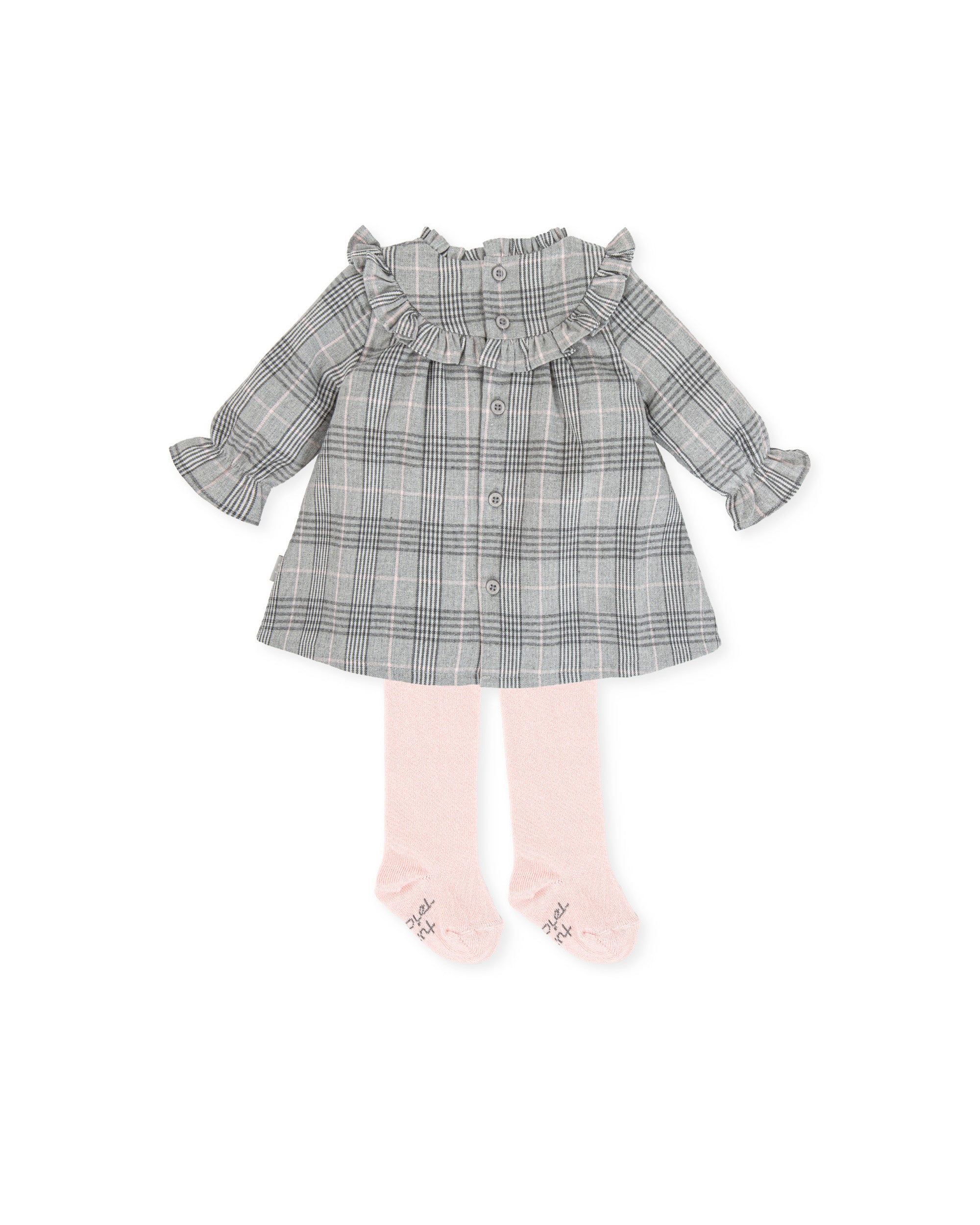 DRESS WITH GREY BABY GIRL TIGHTS