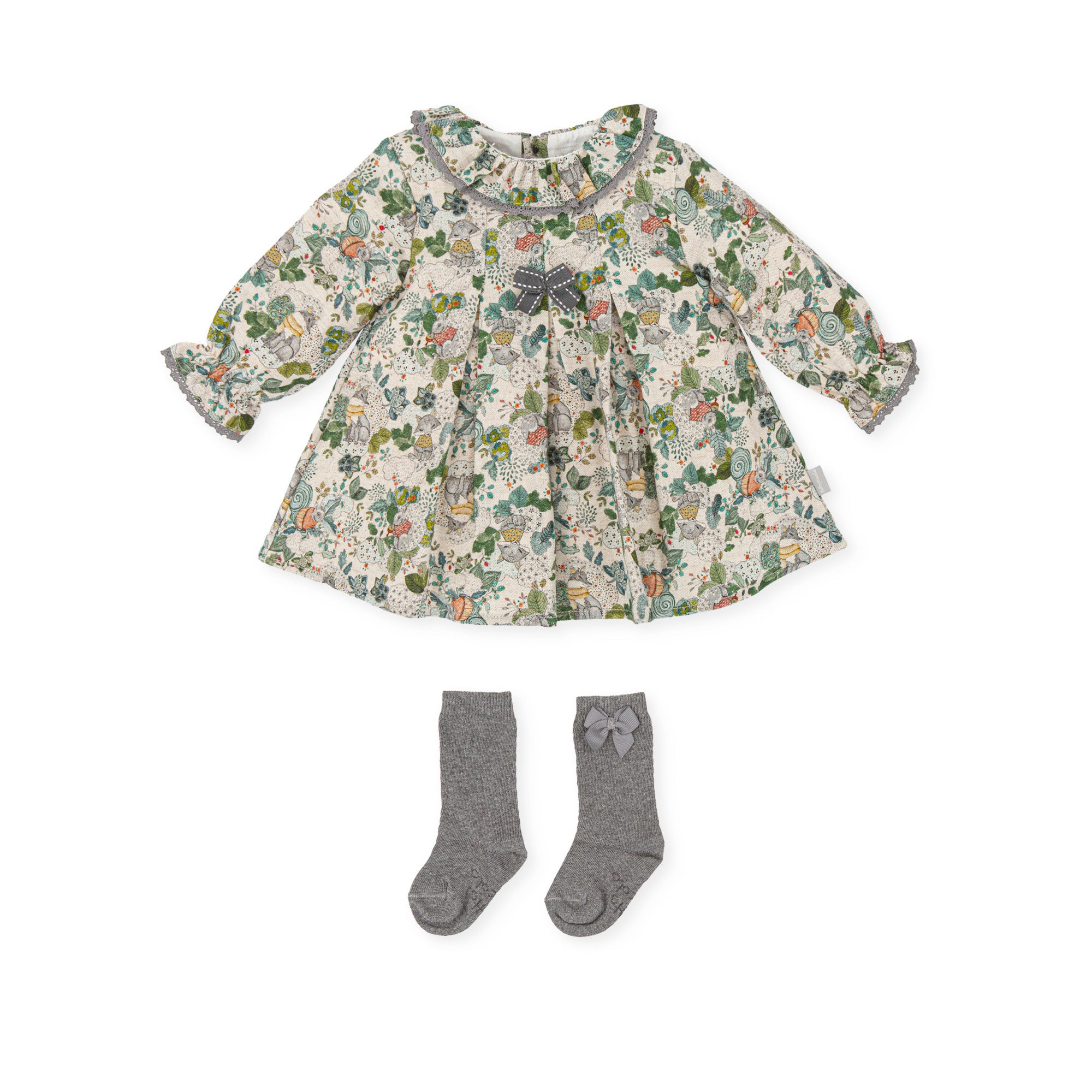 DRESS WITH SEA GREEN BABY GIRL SOCKS