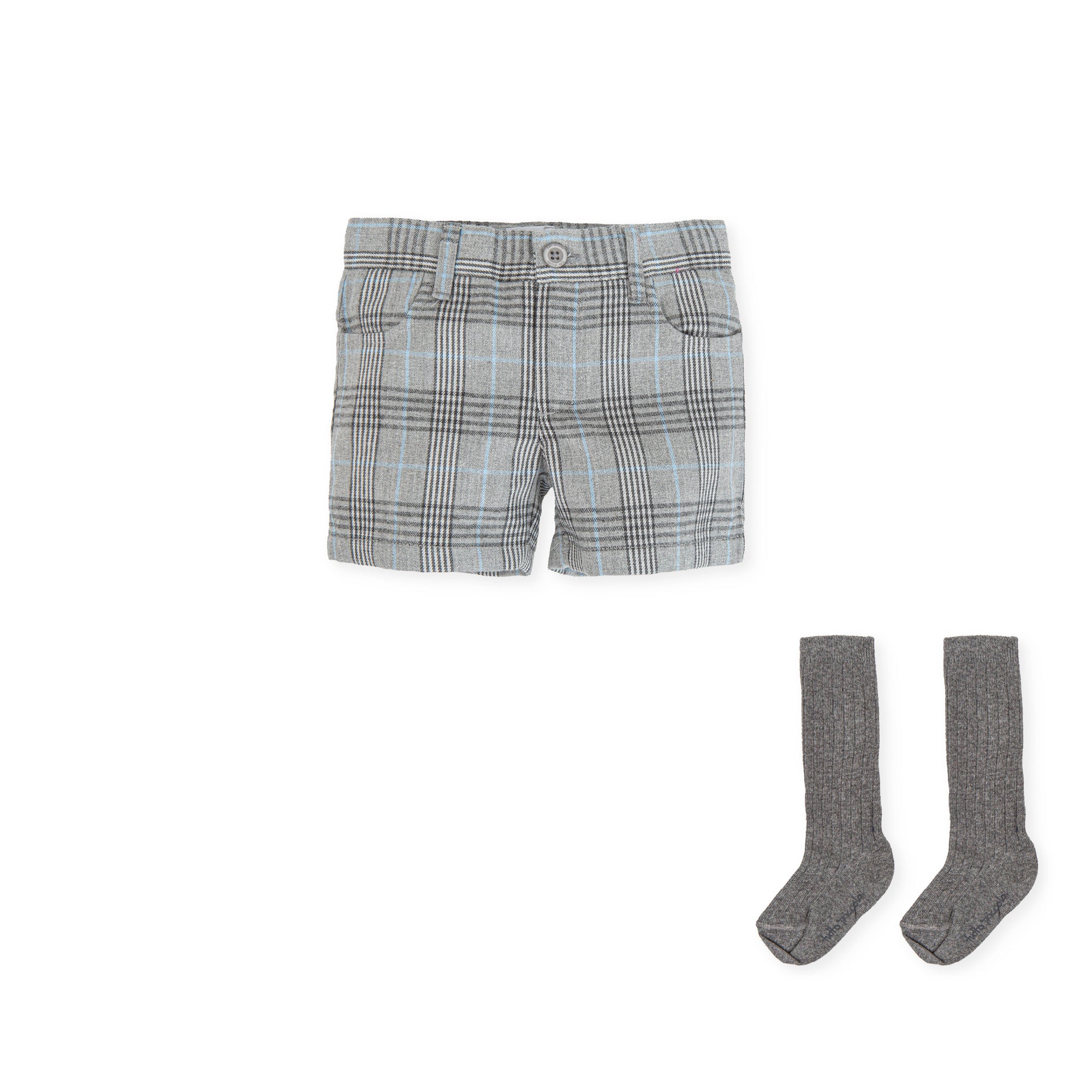 BABY BOY GREY BERMUDA SHORTS AND SOCKS