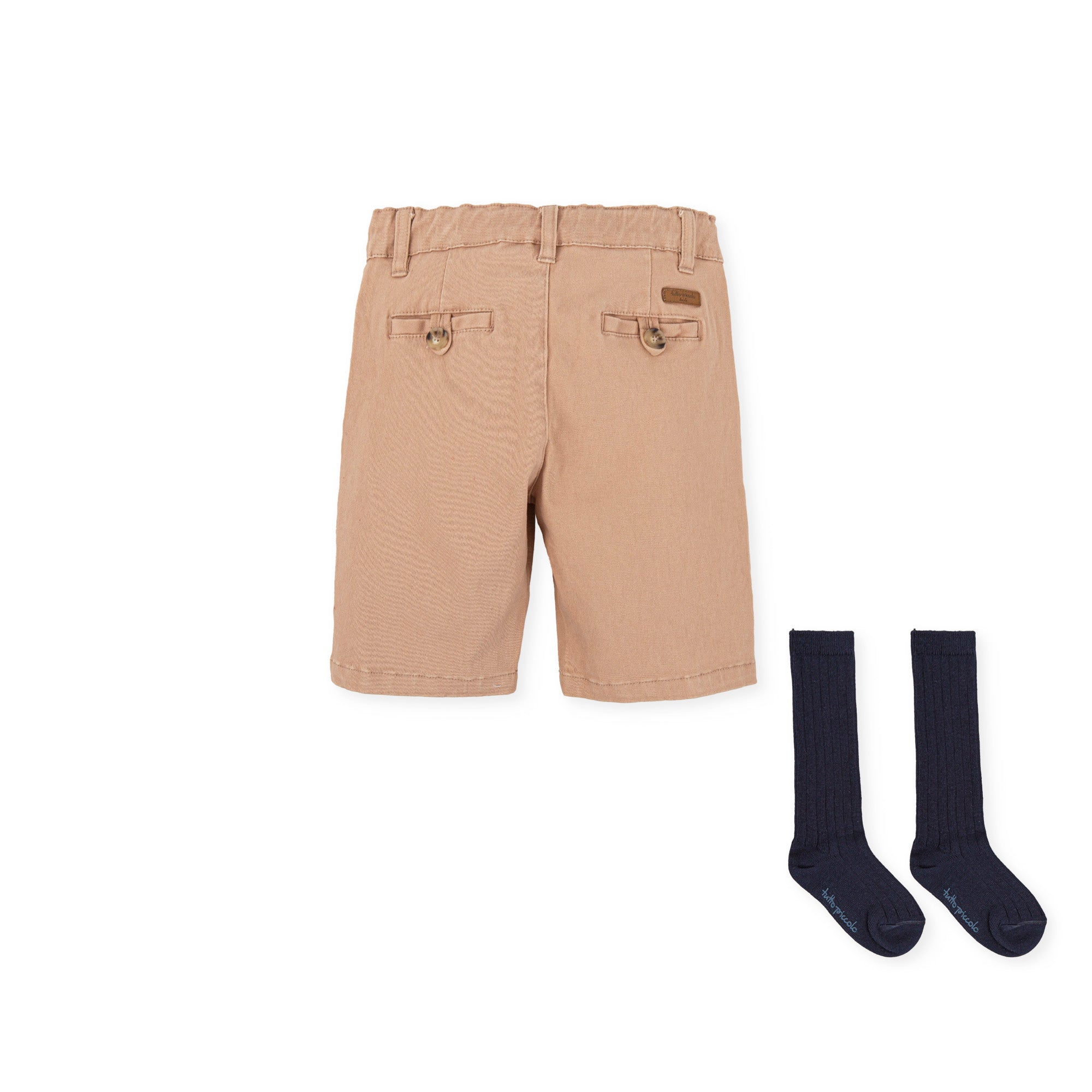 BERMUDA SHORTS AND CAMEL SOCKS