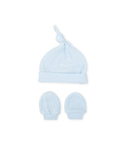 SKY BLUE BABY HAT AND MITTENS